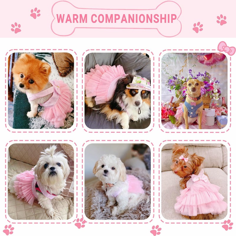 TAPBULL Dog Dresses, Fashion Pet Dog Clothes, Striped Mesh Puppy Dogs Princess Dresses (Pink, Small) - Image 4