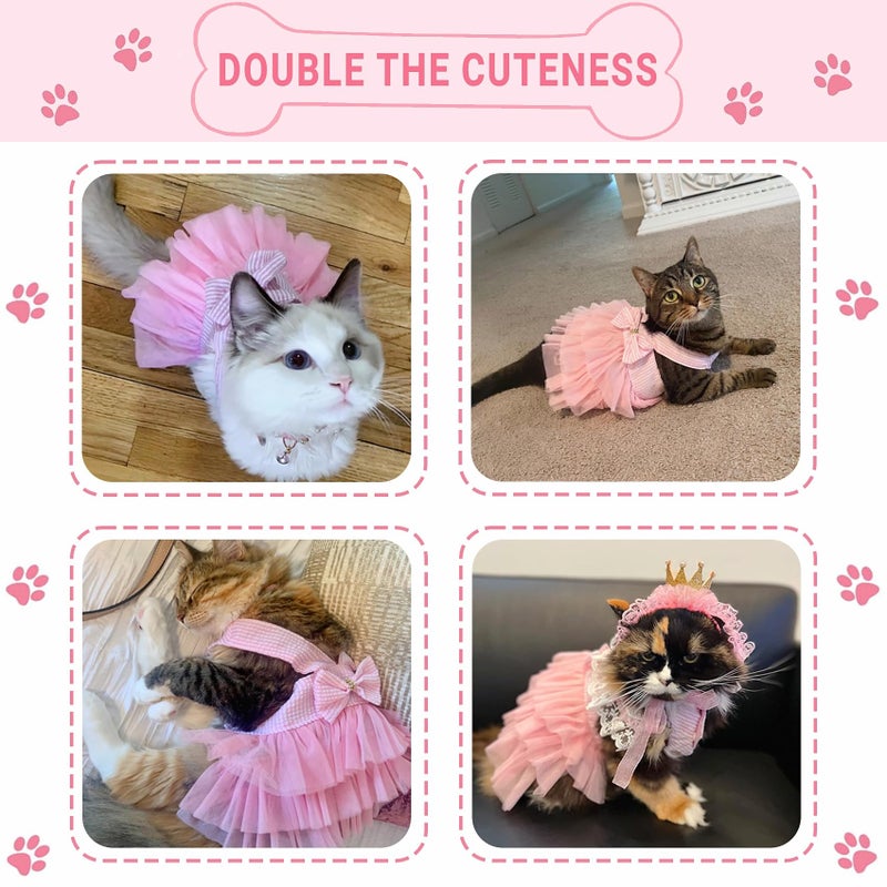 TAPBULL Dog Dresses, Fashion Pet Dog Clothes, Striped Mesh Puppy Dogs Princess Dresses (Pink, Small) - Image 5