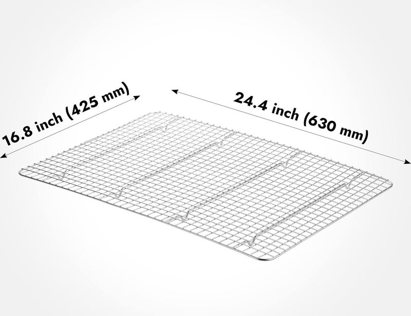 CURTA 2 Pack 16.8" X 24.4" Chef Cooling Rack,NSF Listed 18/8 Stainless Steel Oven Safe Grid Wire Cookie Cooling Racks for Baking & Cooking - Commercial Grade comes with Lifting Handl - Image 2