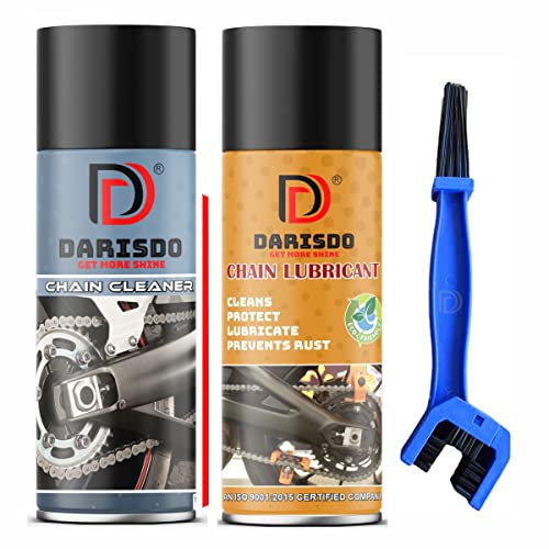 Darisdo Chain Lubricant+Chain Cleaner with Brush Clean & Lube The Chain Easily with Brush (300 ml Pack of 2), Clear - Image 1