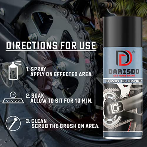 Darisdo Chain Lubricant+Chain Cleaner with Brush Clean & Lube The Chain Easily with Brush (300 ml Pack of 2), Clear - Image 3