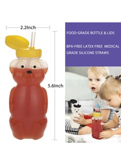 Aozita 2 Pack Honey Bear Straw Cups With 4 Flexible Straws & Cleaning Tools(2 Straw Brushes &1 Bottle Brush) 8Ounce Therapy Sippy Bottles For Speech And Feeding Training Leakproof & Foodgrade & Bpa Free  - Image 4