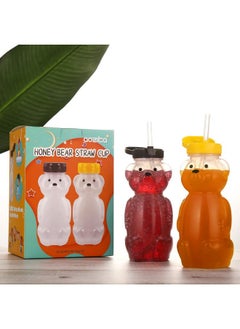 Aozita 2 Pack Honey Bear Straw Cups With 4 Flexible Straws & Cleaning Tools(2 Straw Brushes &1 Bottle Brush) 8Ounce Therapy Sippy Bottles For Speech And Feeding Training Leakproof & Foodgrade & Bpa Free  - Image 3
