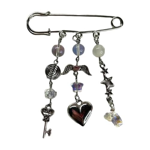 RICHTRUE Cutecore Pins for Bags Goth Emo Grunge Bag Charms Purse Backpack Accessories Y2k Cute Kawaii Decorative Pins (Silver Heart) - Image 1