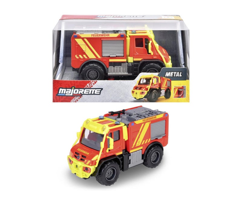 Majorette Grand Series Metal Unimog Fire Truck Die-Cast Vehicle (15 cm, Yellow/Red) - Image 1