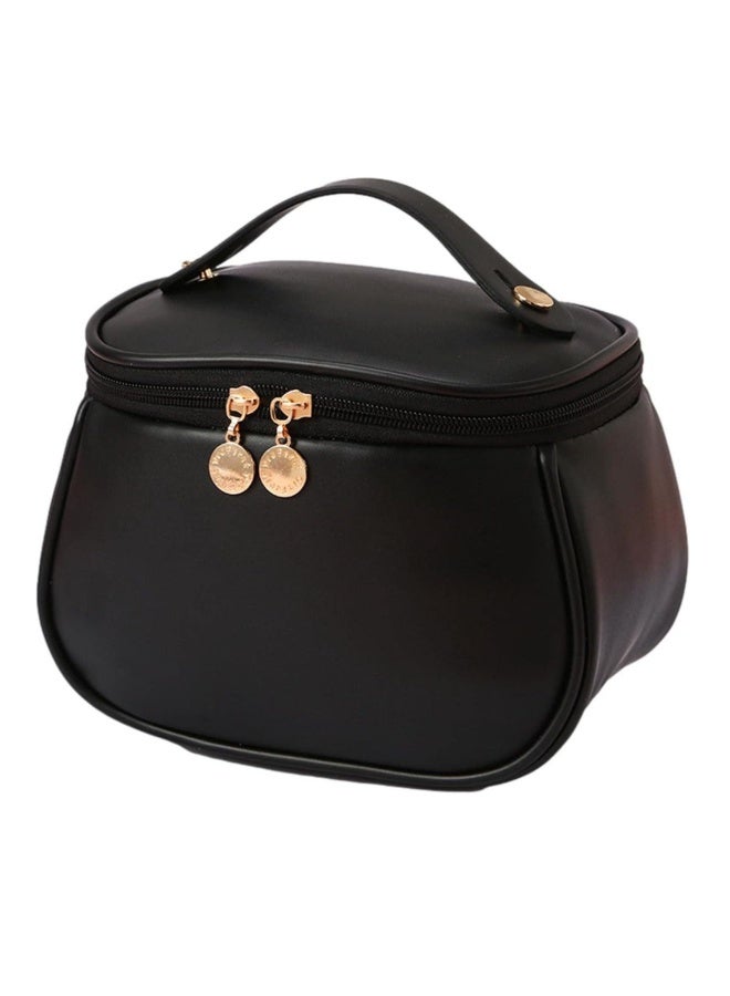 JOMILA Large-Capacity Travel Cosmetic Bag, Portable Makeup Case Travel Wash Bag, Waterproof Leather Makeup Bag Everyday Use, Multifunction Toiletries Organizer Storage Bag (Black) - Image 1