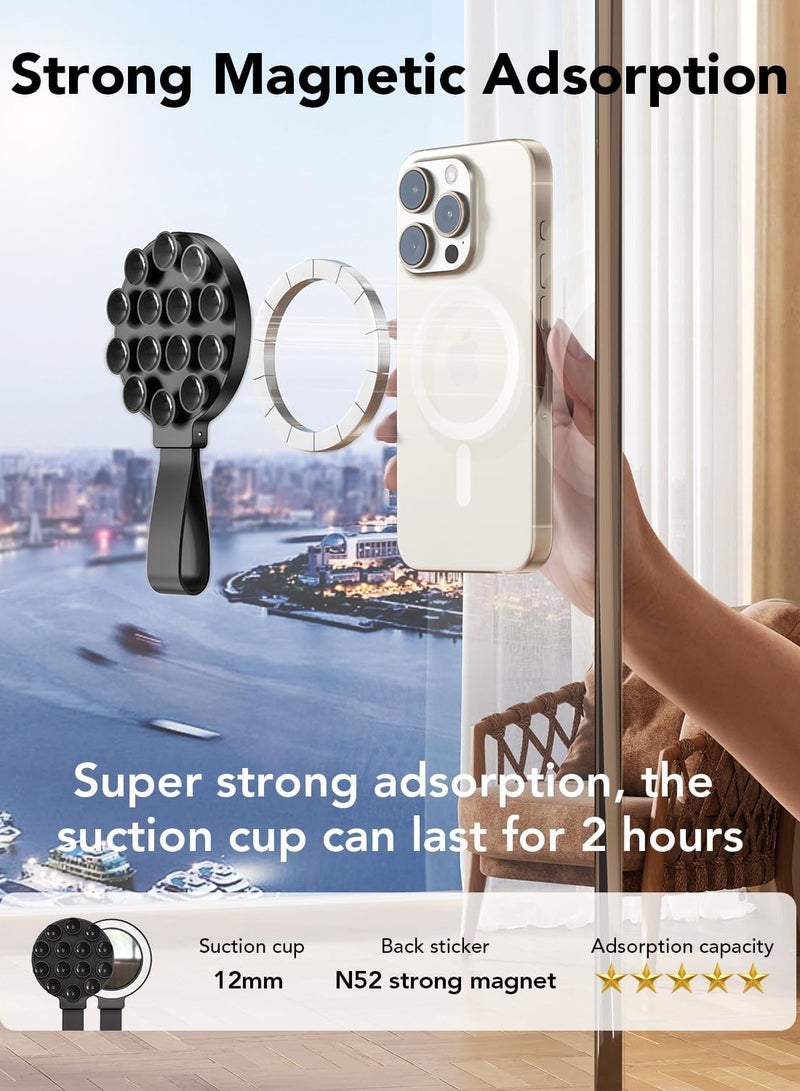 general Silicone Suction Phone Case, Magnetic Suction Cup Phone Mount, Sticky Phone Suction Grip for Selfies and Videos, Hands-Free Mirror Shower Phone Stand Holder for iPhone and Android - Image 3