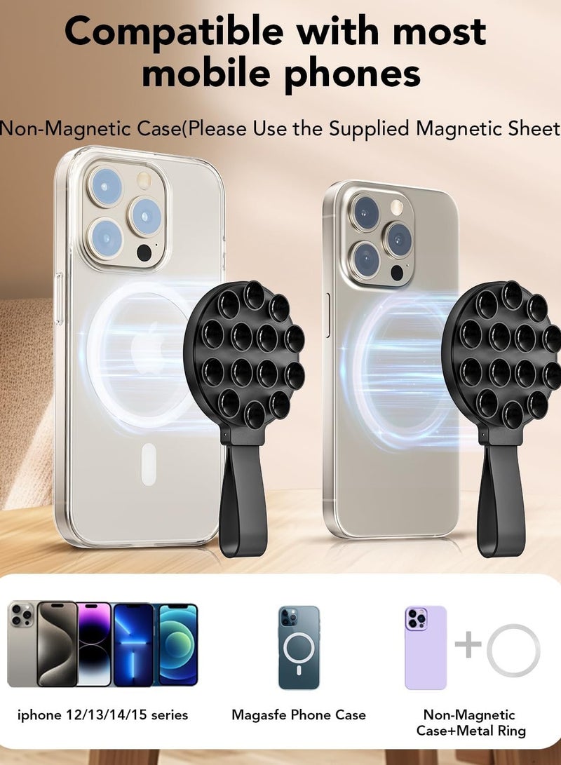 general Silicone Suction Phone Case, Magnetic Suction Cup Phone Mount, Sticky Phone Suction Grip for Selfies and Videos, Hands-Free Mirror Shower Phone Stand Holder for iPhone and Android - Image 5