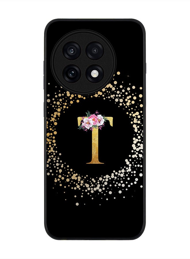 Stylizedd For OnePlus 13R / Ace 5 Pro Case,Slim fit Camera Protection, Shockproof Thin Phone cover  - Custom Monogram Floral - T ( Black )