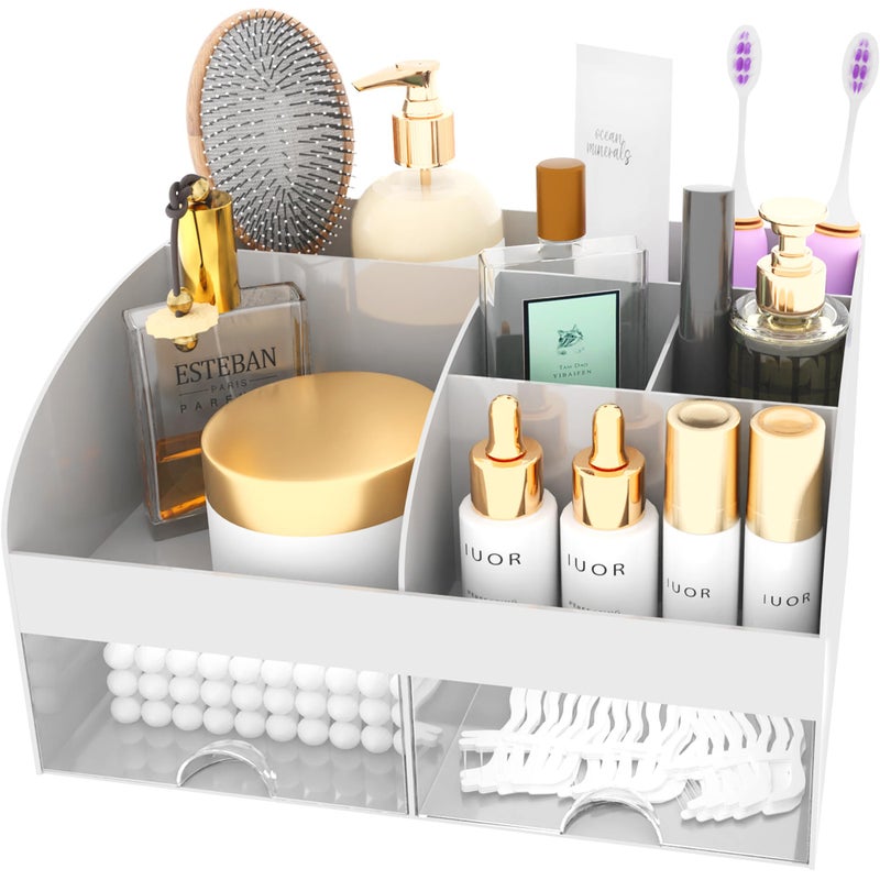COMFYROOM Makeup Organizer with Drawers, Cosmetic Storage for Dresser Vanity and Bathroom Countertop, Beauty Holder for Lipstick Brush, Skincare Organizer for Vanity, Cosmetic Display Case (Grey) - Image 2