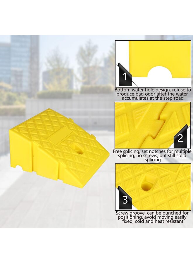 2PCS Curb Ramps Portable Lightweight Curb Ramp w/Slots Heavy Duty Plastic Threshold Ramp for Driveway Loading Dock Motorcycle Wheelchair Mobility 6000LBS 9.8"Lx10.6"Wx5.1"H-Black+Yellow - Image 2