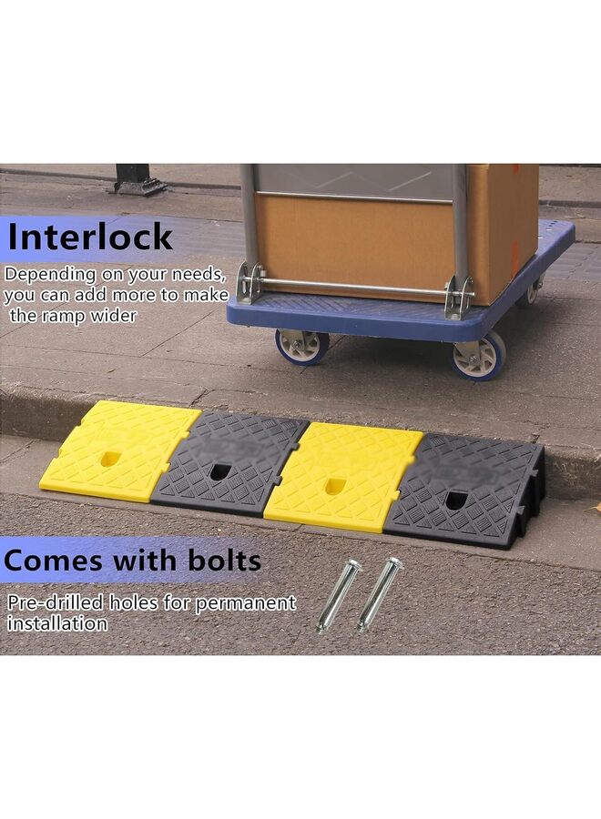 2PCS Curb Ramps Portable Lightweight Curb Ramp w/Slots Heavy Duty Plastic Threshold Ramp for Driveway Loading Dock Motorcycle Wheelchair Mobility 6000LBS 9.8"Lx10.6"Wx5.1"H-Black+Yellow - Image 5