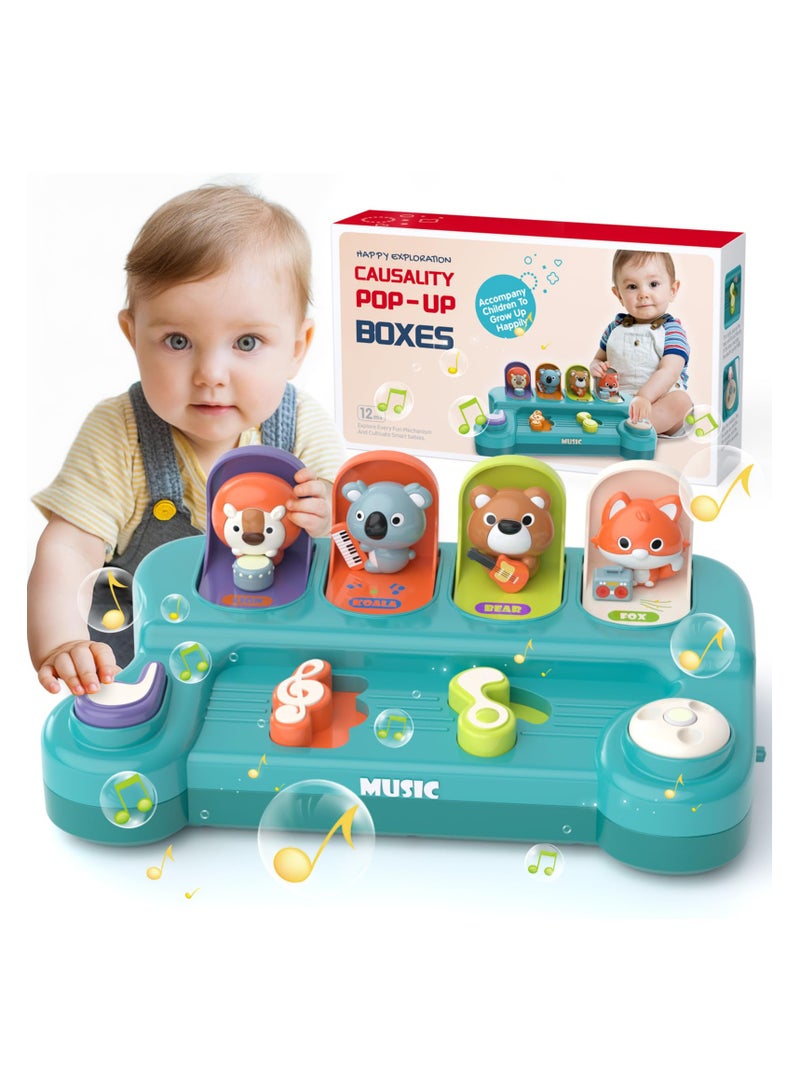 SYOSI Montessori Toys for 1 Year Old Boy Girl, Interactive Early Learning Musical Toy for Babies 6-18 Months, Pop-Up Animal STEM Toy with Music, Educational Gift for Toddlers Age 1-2 - Image 1