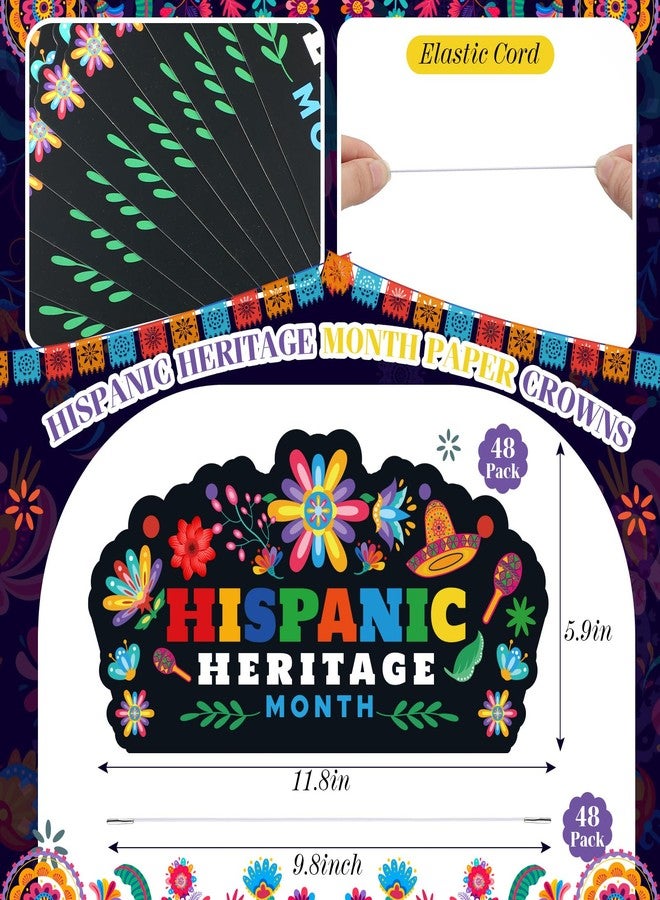 Leitee 48 Pcs Hispanic Heritage Month Decoration Paper Crowns Bulk with Elastic Rope Hispanic Heritage Month Party Favors Spanish Paper Crowns for Latin American School Classroom Supplies Decoration - Image 2