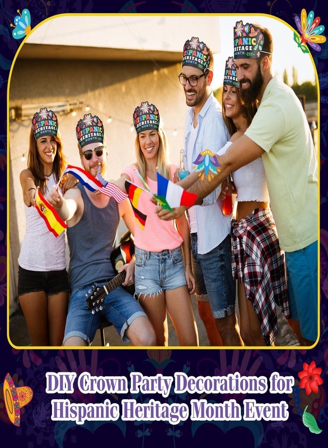 Leitee 48 Pcs Hispanic Heritage Month Decoration Paper Crowns Bulk with Elastic Rope Hispanic Heritage Month Party Favors Spanish Paper Crowns for Latin American School Classroom Supplies Decoration - Image 4