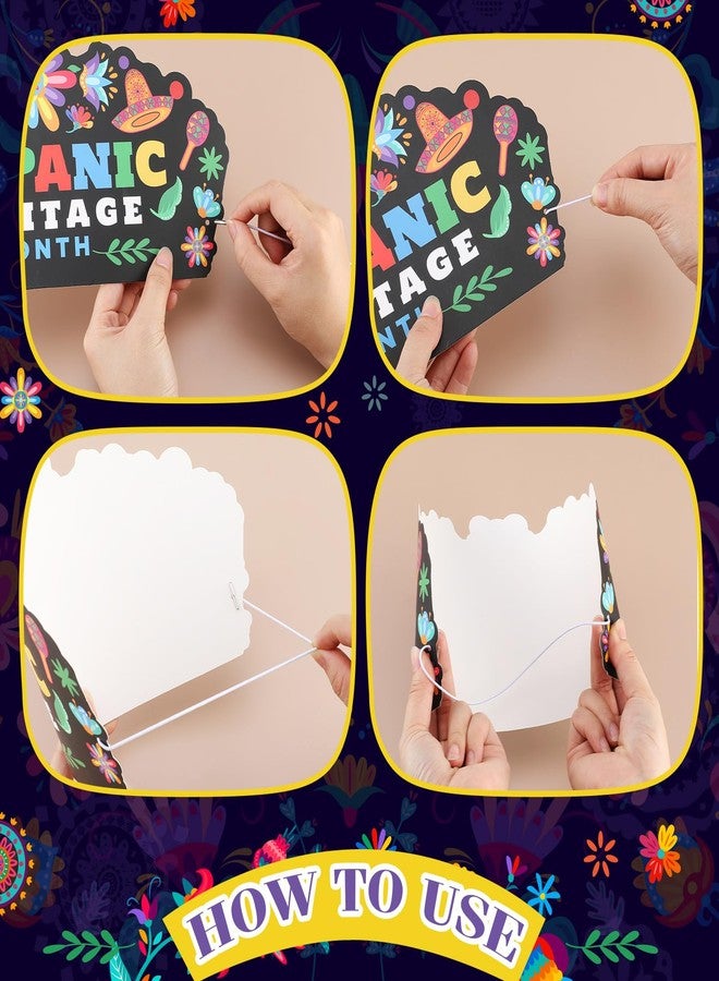 Leitee 48 Pcs Hispanic Heritage Month Decoration Paper Crowns Bulk with Elastic Rope Hispanic Heritage Month Party Favors Spanish Paper Crowns for Latin American School Classroom Supplies Decoration - Image 3