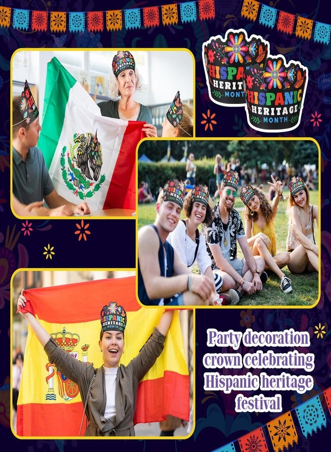 Leitee 48 Pcs Hispanic Heritage Month Decoration Paper Crowns Bulk with Elastic Rope Hispanic Heritage Month Party Favors Spanish Paper Crowns for Latin American School Classroom Supplies Decoration - Image 5
