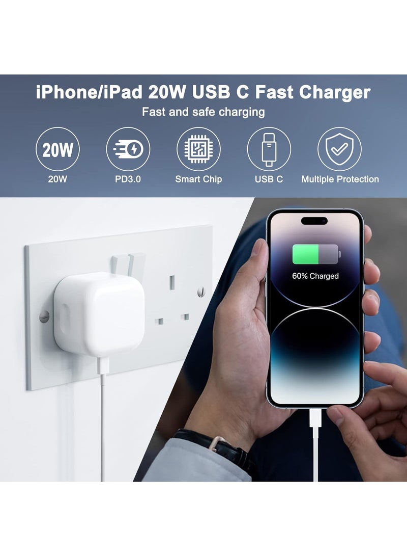 vesus iPhone Fast Charger, 20W USB C iPhone Charger Plug with 1M Fast Charging Cable, Type C Fast Charger Compatible with iPhone 14/14 Plus/14 Pro/14 Pro Max/13 - Image 4