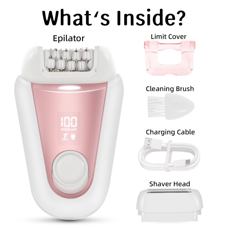 YHC Epilator for Women â€“ Cordless 2-in-1 Hair Removal with 32 Tweezers, Rechargeable Electric Shaver for Legs, Arms & Body - Image 2