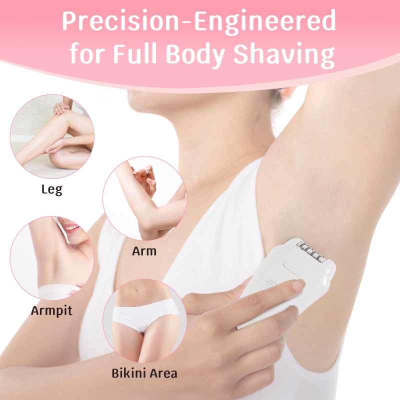 YHC Epilator for Women â€“ Cordless 2-in-1 Hair Removal with 32 Tweezers, Rechargeable Electric Shaver for Legs, Arms & Body - Image 4