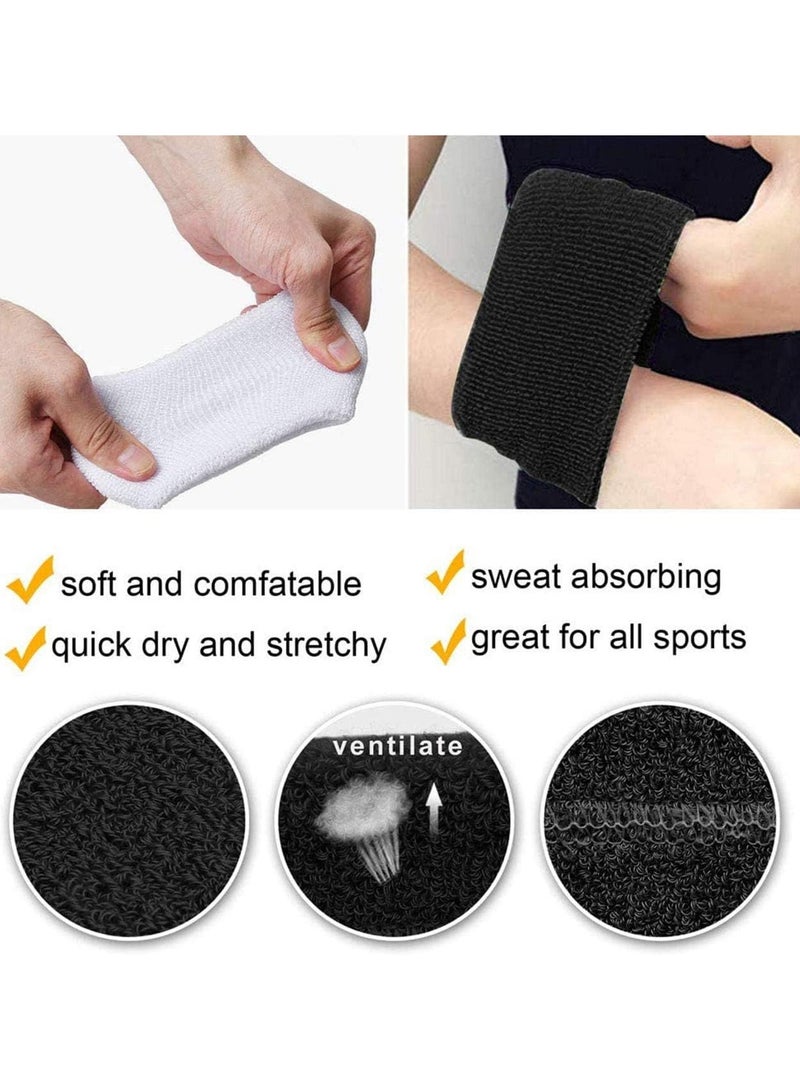 Goolsky أساور العرق، 3 أزواج من أساور الرياضة، أساور قطنية للبالغين أثناء التمرين، تنس، كرة سلة، جري، صالة رياضية، للرجال والنساء، سوداء - Image 3