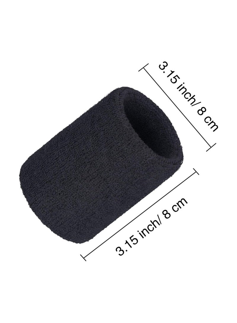 Goolsky أساور العرق، 3 أزواج من أساور الرياضة، أساور قطنية للبالغين أثناء التمرين، تنس، كرة سلة، جري، صالة رياضية، للرجال والنساء، سوداء - Image 5