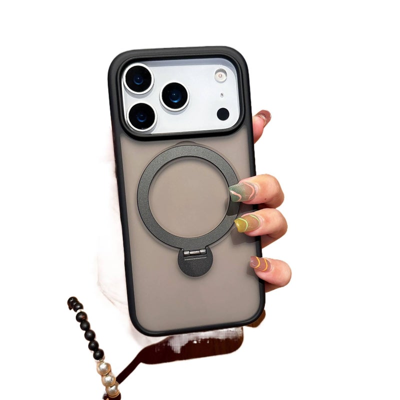 MS Acrylic MagSafe Case for iPhone 16 / 16 Plus / 16 Pro / 16 Pro Max with Drop Protection and Kickstand plus Shockproof plus Strong Magnetic plus Skin Feel in Black - Image 1
