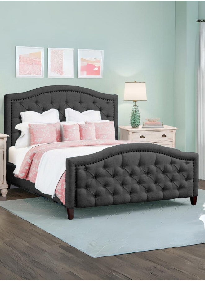Bed and Mattress Zone Lawrence Tufted Upholstered Luxury Bed 190x90 Single Size Grey Color 