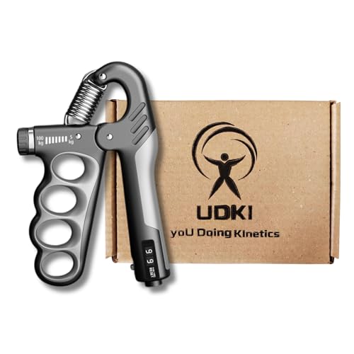UDKI Xtreme Pro Grey Hand Grip Strengthener 5-100kg with Mechanical Counter & Adjustable Resistance - Finger Grip Shape, Ergonomic, Non-Slip Handle for Hand Strength Building, Ideal for Athletes - Image 1