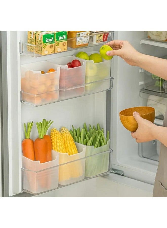 Stewit 6 fridge storage boxes multipurpose containers for storage Space-saving Refrigerator Side Door Organizer for fridge kitchen Fruits, Vegetables Storage- Transparent - Image 2