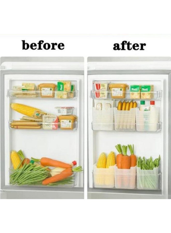 Stewit 6 fridge storage boxes multipurpose containers for storage Space-saving Refrigerator Side Door Organizer for fridge kitchen Fruits, Vegetables Storage- Transparent - Image 5