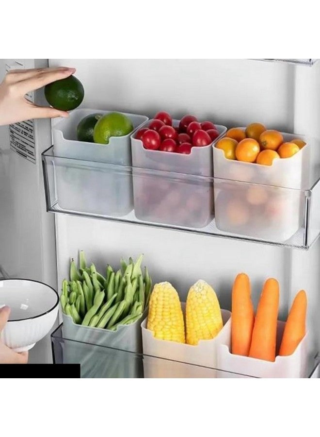 Stewit 6 fridge storage boxes multipurpose containers for storage Space-saving Refrigerator Side Door Organizer for fridge kitchen Fruits, Vegetables Storage- Transparent - Image 1