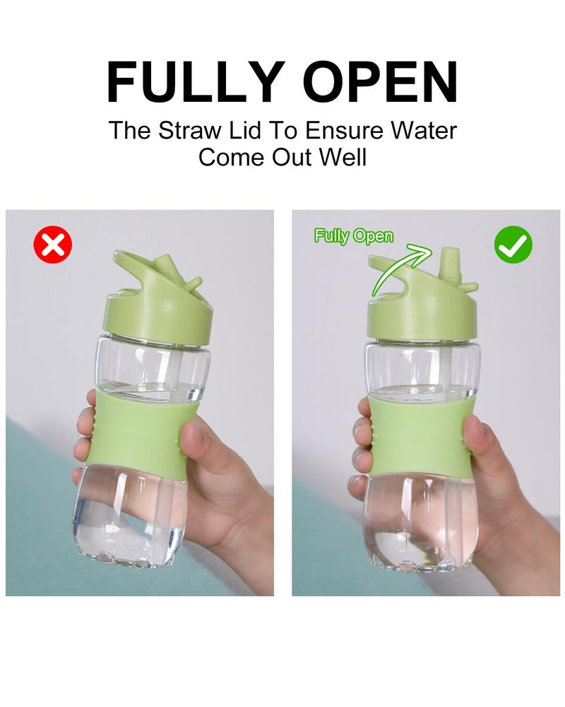 Sivaphe Sivphe Small Kids Water Bottle with Straw 12 oz Leakproof Little School Tritan Plastic Drinking Bottle for Boys and Girls Indoor and Outdoor(1 Pack Green) - Image 5