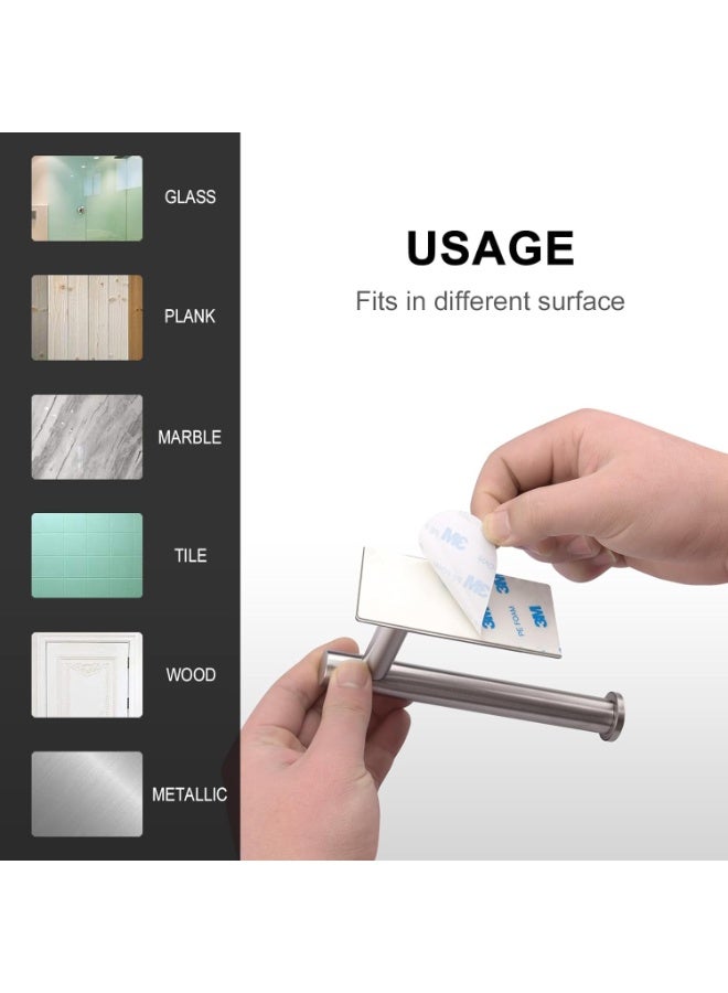 YQbest Self-Adhesive Towel Rail, 5-Piece Bathroom Accessories Kit, 16 inch/40cm Wall-Mounted Towel Holder, Toilet Paper Holder and 3 Towel Hooks, 304 Stainless Steel, Bath Towel Bar - Image 5