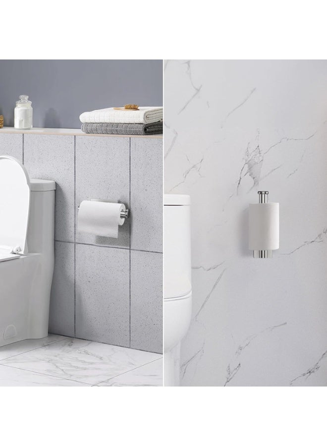 YQbest Self-Adhesive Towel Rail, 5-Piece Bathroom Accessories Kit, 16 inch/40cm Wall-Mounted Towel Holder, Toilet Paper Holder and 3 Towel Hooks, 304 Stainless Steel, Bath Towel Bar - Image 4