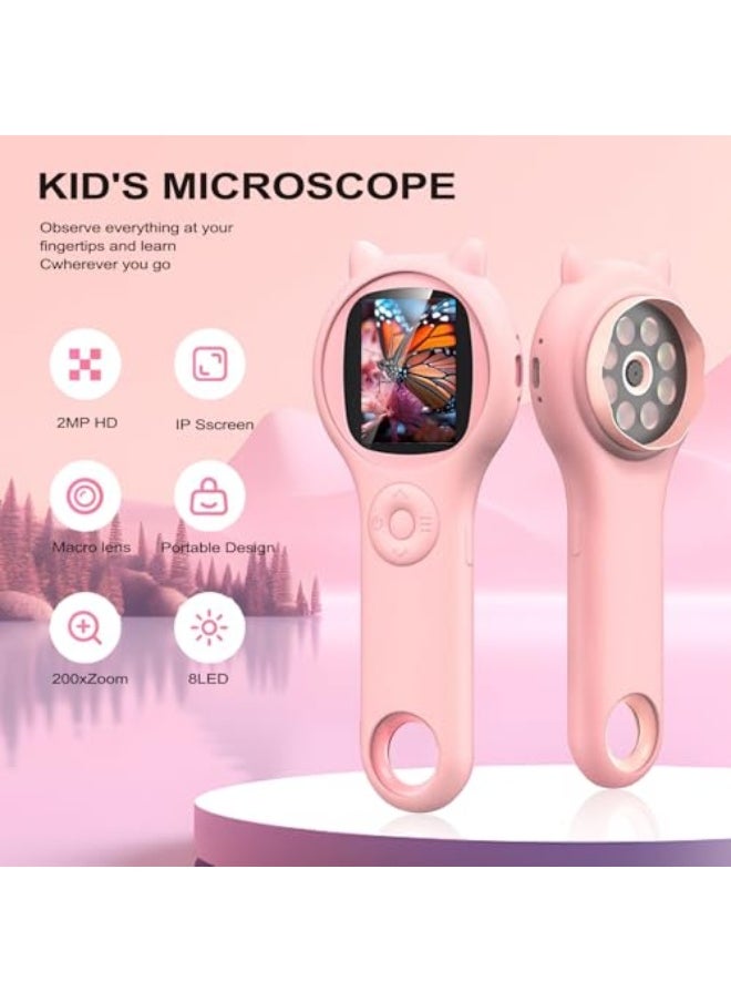 Generic UOEPOWA Macro Digital Microscope, 200W Pixel Portable Handheld Microscope Magnifying Glass, 2" Color Screen, 500x Magnification, Built-in 8LEDs, Rechargeable Battery (Macro Digital Microscope - Pink)  - Image 3