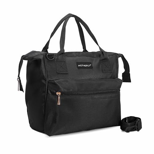 Motherly Mini Diaper Bag for Mothers |Small Diaper handbag for mom for travel (Black) - Image 1