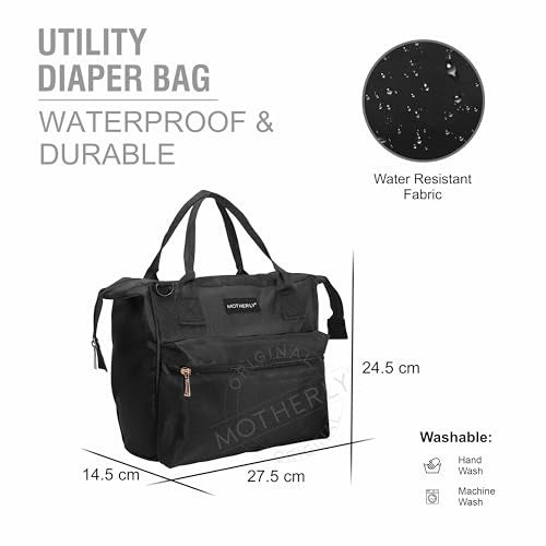 Motherly Mini Diaper Bag for Mothers |Small Diaper handbag for mom for travel (Black) - Image 3