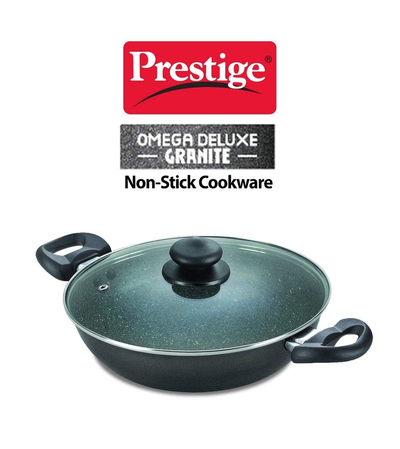Prestige Omega Deluxe NonStick Kadhai 24 litres Black Induction Base NonStick Granite Finish Scratch Resistant Dishwasher Safe Metal Spoon Friendly - Image 5