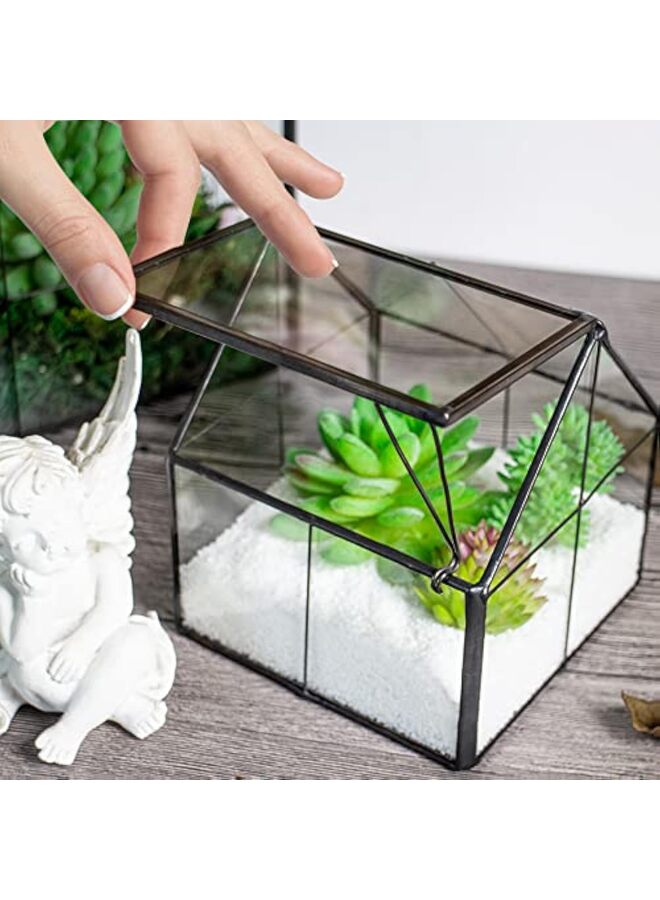 LAMAY Glass Plant Terrarium Container Indoor Small Succulent Terrarium Planter Door for Tabletop Decor DIY 4.9"x4.3"x4.3" - Image 2
