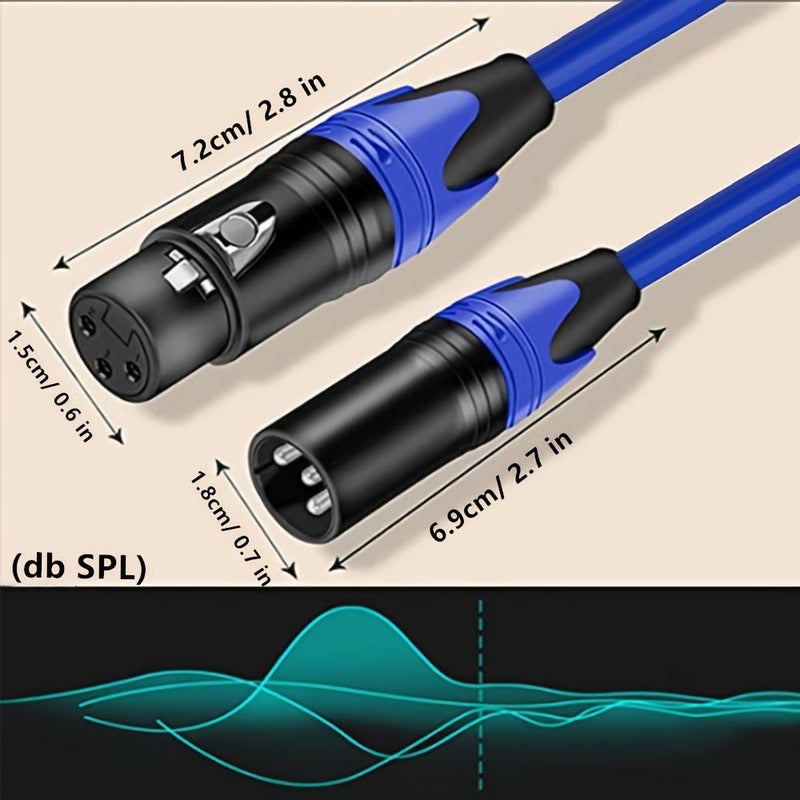 كابل ميكروفون XLR بطول 33 قدم، زوجين من نوع ذكر إلى أنثى، كابل متوازن لمكبرات الصوت وواجهات الصوت - Image 2
