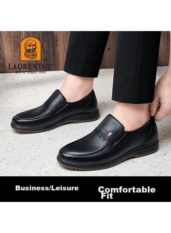 Laorentou Leather Shoes For Men, Top-grain Cowhide, Cowhide Sole, Wear-resistant, Business Casual Dad Shoes, 510907119, Black, Size 42 - Image 5