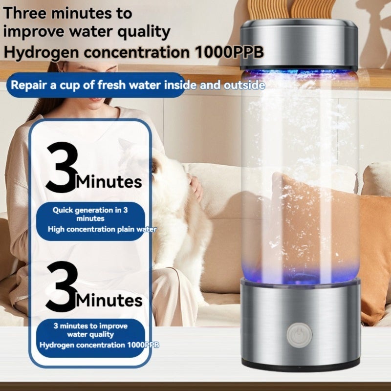 Hydrogen Rich Water Cup: 420ml Silver Food-Grade Inner Liner - SPE Proton Exchange Membrane Electrolysis Hydrogen Inhalation Cup for Health-Conscious Individuals Home Travel Busy Professionals - Image 4