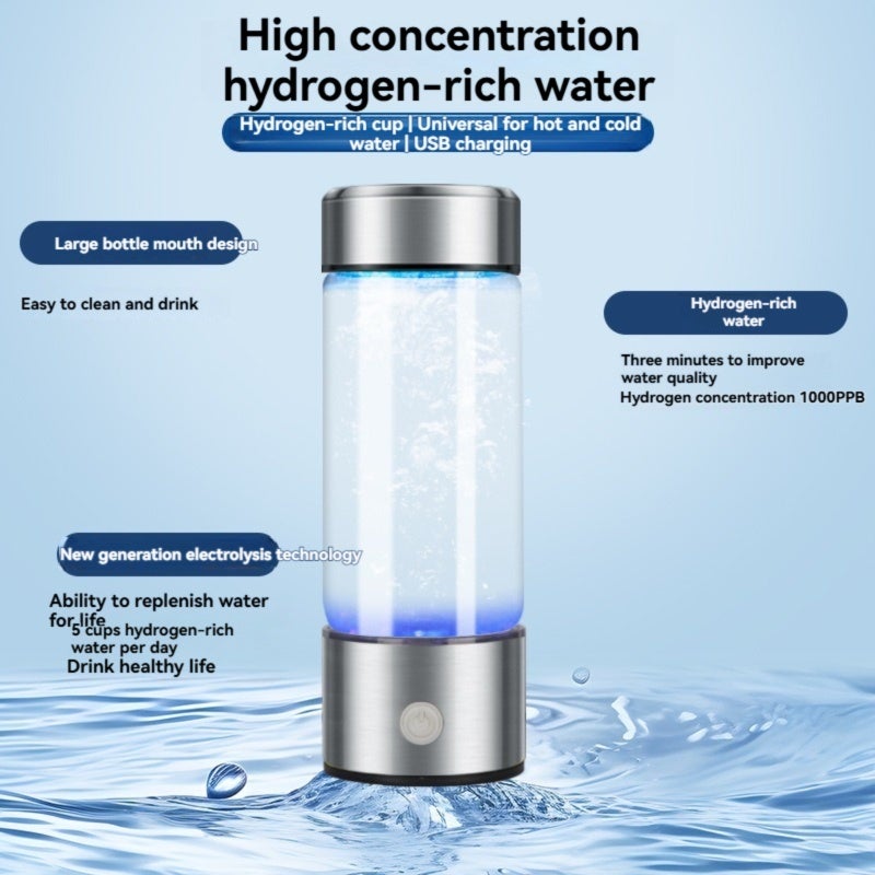 Hydrogen Rich Water Cup: 420ml Silver Food-Grade Inner Liner - SPE Proton Exchange Membrane Electrolysis Hydrogen Inhalation Cup for Health-Conscious Individuals Home Travel Busy Professionals - Image 2