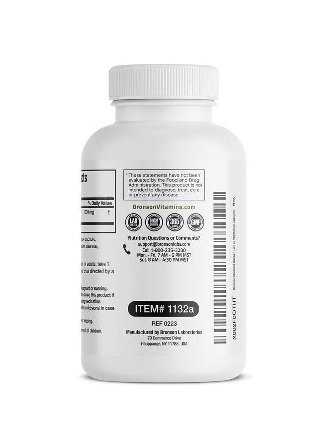 Bronson - Rhodiola Rosea 1000Mg Supplement Adaptogenic Herb For Brain Stress & Mood Support Nongmo 120 Vegetarian Capsules - Image 1