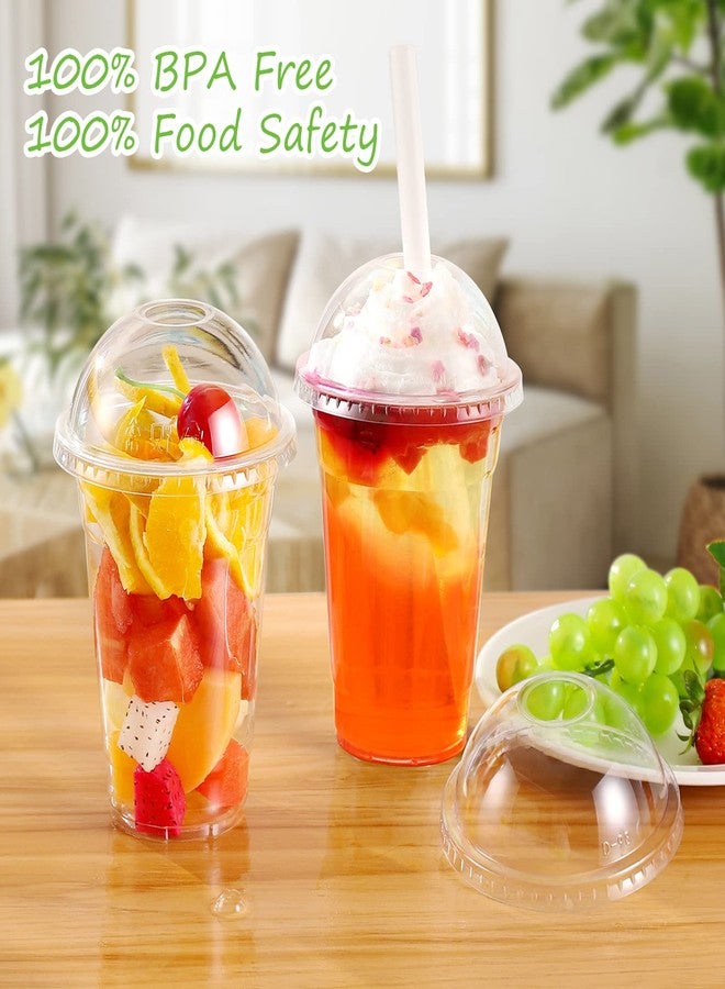 TashiBox [16oz-100set Plastic Cups with Dome lids Clear, Iced Coffee, Smoothie, Juice, Soda, Cocktail and Party Cups - Image 5