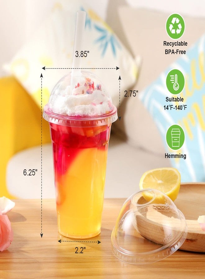 TashiBox [16oz-100set Plastic Cups with Dome lids Clear, Iced Coffee, Smoothie, Juice, Soda, Cocktail and Party Cups - Image 2