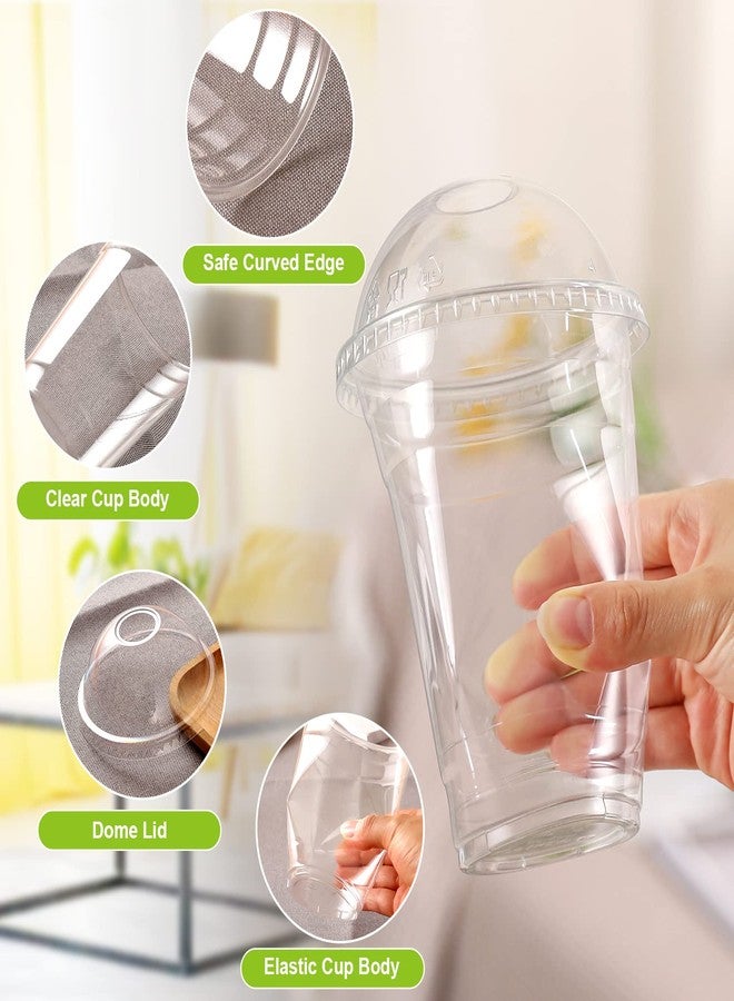 TashiBox [16oz-100set Plastic Cups with Dome lids Clear, Iced Coffee, Smoothie, Juice, Soda, Cocktail and Party Cups - Image 3