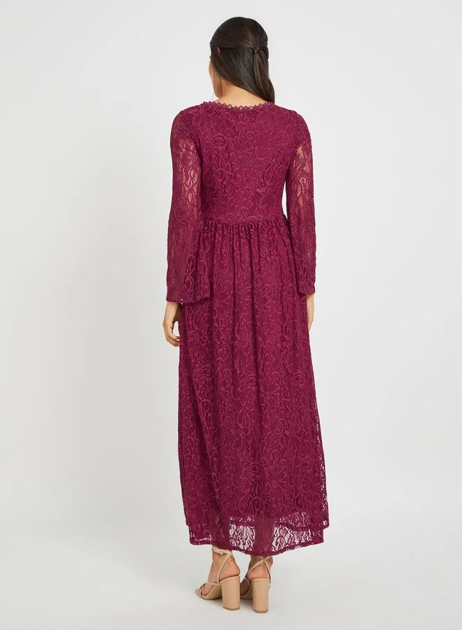 Styli Styli Lace Long Sleeves A-Line Maxi Dress