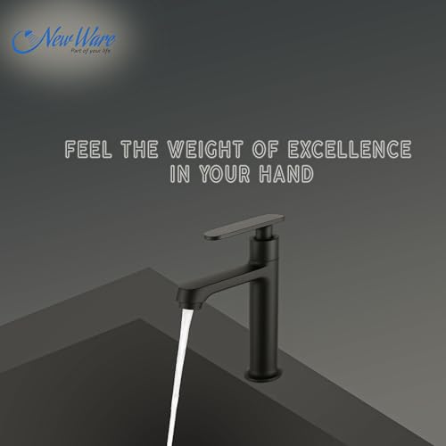 New Ware Brass Matte Black Hot & Cold Single for Home, Bathroom, Kitchen Faucet with 15 cm Tall Body Faucets Mixer Taps - Image 2